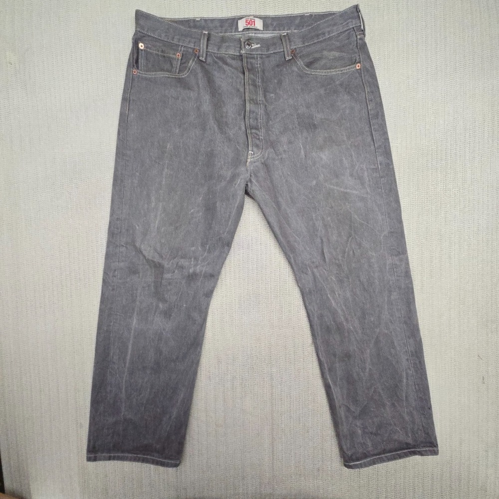 Vtg Levis 501 Jeans Mens 40x30 Gray Denim Button Fly Straight Leg Light Wash Y2K